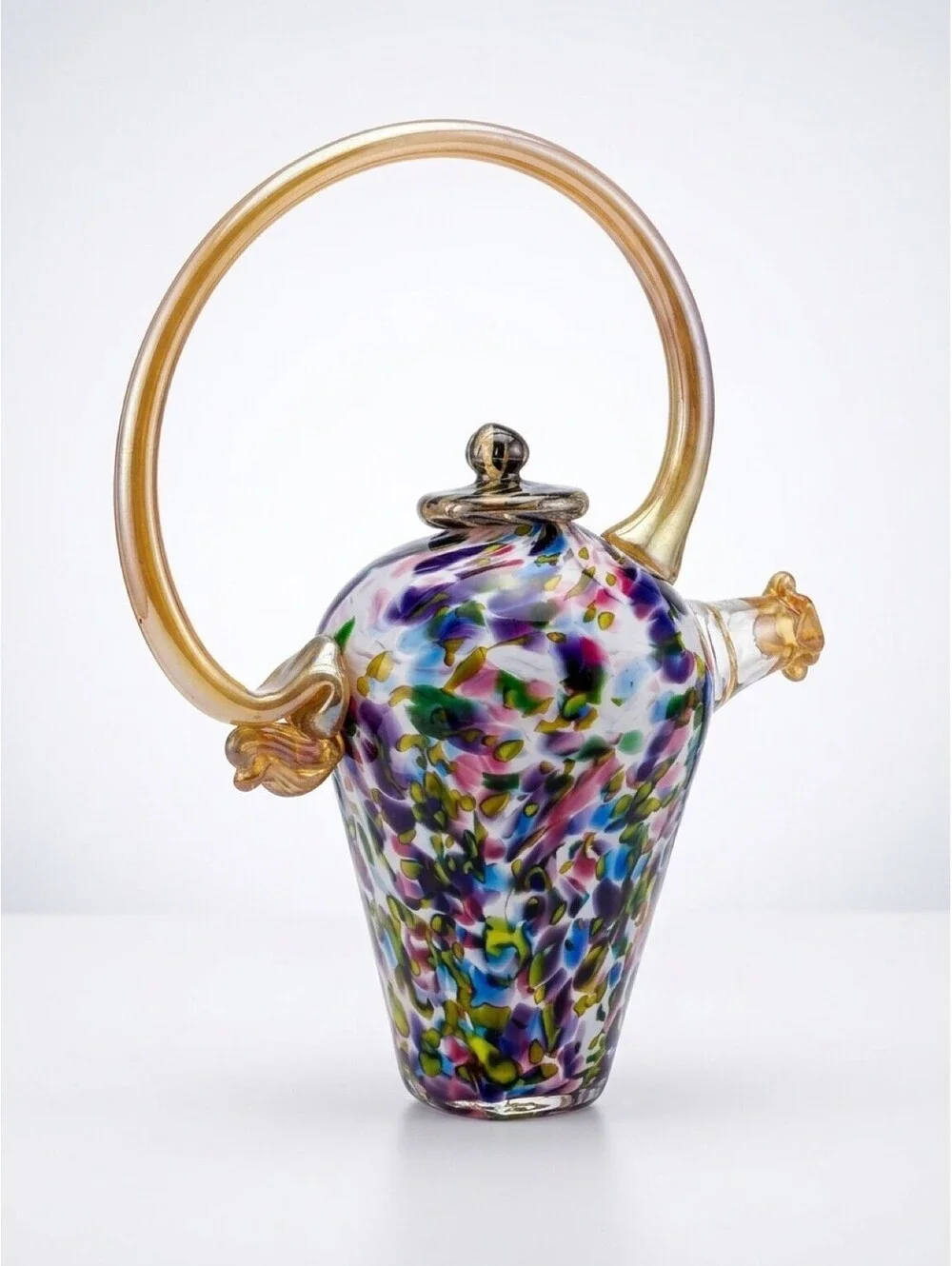 Beautiful Late 20th Century Art Glass Teapot Sculpture By PAUL COUNTS Unsigned